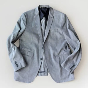 Blazer ZARA MAN stampato navy taglia 44 - Foto 1 di 9