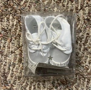 Baby Boys SATIN CHRISTENING SHOES Baptism WHITE Size 2 - Picture 1 of 2