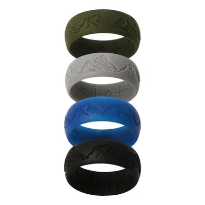 Anillo de boda de silicona de montaña de 3/4 piezas para hombre ajuste flexible deportes gimnasio banda de goma Foto 1 de 4