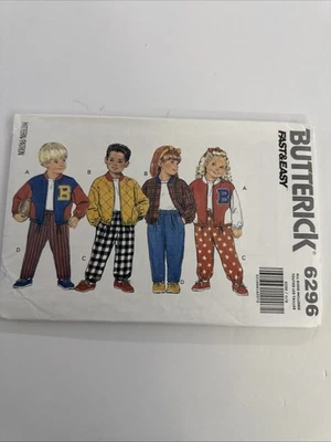 Butterick 6296 Children's Baseball Jacket & Pants SZ 2-6X - Image 1 of 3