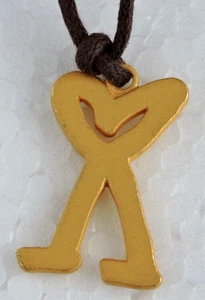 Collar Colgante Creativo Diseño Corazón Dorado Tono Dorado Marrón Cuerda Collar Cordón - Imagen 1 de 7