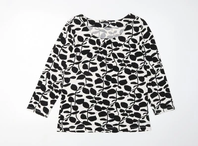 Blusa floral negra para mujer Austin Reed, talla L, cuello redondo Foto 1 de 4