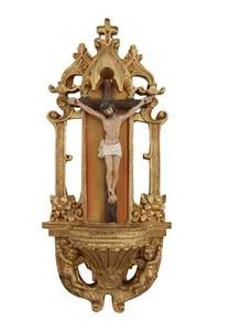 Massives Messing Kruzifix schönes Jesus Wandrelief Kreuz - Bild 1 von 3