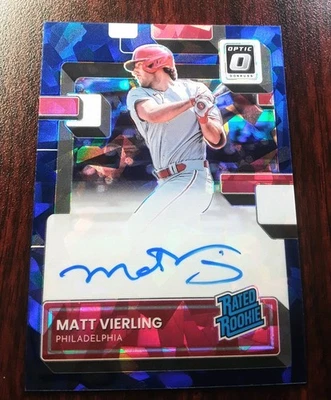 2022 Panini Donruss Optic Blue Cracked  Prizm /99 Matt Vierling #RRS-MV Auto RC - Image 1 of 2