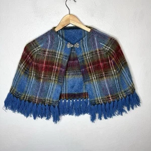 LochCarron Of Scotland Mädchen Cape blau kariert Fransen Macbeth Mohair Wolle Schal - Bild 1 von 10