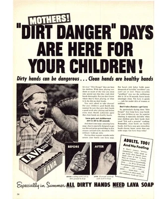 Barra de jabón de lava 1952 anuncio impreso vintage niño receptor de béisbol guante años 50 arte de pared Foto 1 de 2