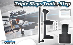 Triple Step Boat Trailer Steps for The Tongue w/Handle, Universal Fit Bass Boat - Picture 1 of 12