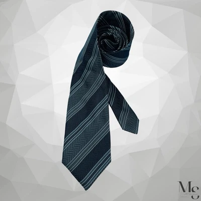 CANALI 黑灰色条纹丝绸领带意大利制造 61 英寸 - 3.5 英寸 EX COND — 第 1/4 张图片