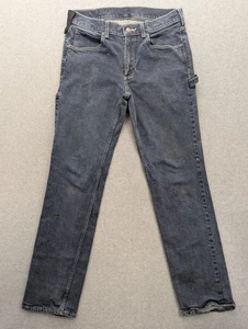 Duluth Trading 40 Grit Jeans Mens 34x32 Blue Carpenter Hammer Loop Slim Stretch - Picture 1 of 20