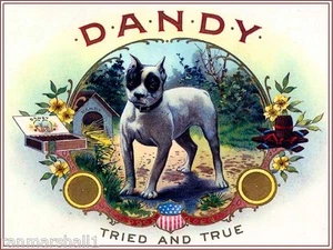 Dandy Boston Terrier Welpe Hund Vintage Tabak Zigarrenbox Kiste Etikett Kunstdruck - Bild 1 von 1