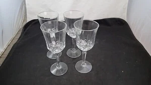 LEAD CRYSTAL SET OF 4 10 oz WATER STEM GLASSES GOBLETS HAND CUT - Picture 1 of 6