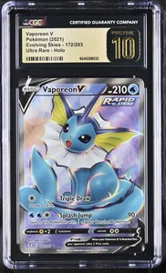 CGC 10 PRISTINE Vaporeon V 172/203 Full Art Holo Evolving Skies 2021 - Picture 1 of 2