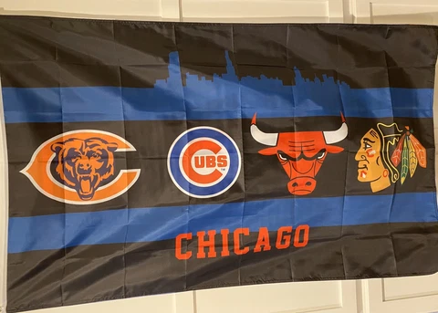 City Of Chicago SPORTS TEAMS FLAGS 3'X5' Bears Bulls Cubs Blackhawks Cover