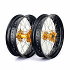 For Suzuki Supermoto 17"x3.5"/4.25" CNC Wheels Rim Set RMZ250 07-24 RMZ450 05-24