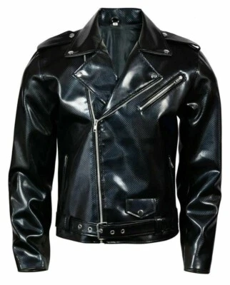 Gothic Handmade EMO Moto Black PVC Vinyl Jacket Stylish Men Motorcycle Jacket - Image 1 of 4