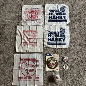 6 Vintage Minnesota Twins Homer Hankies - 87 91 02 03 6” Button J Robinson Ball - Picture 1 of 7