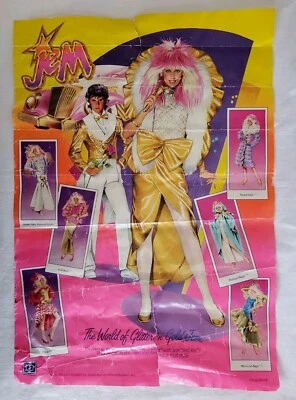 Póster de muñecas Jem & The Holograms "World of Glitter n Gold" 1986 Hasbro 14X20 pulgadas Foto 1 de 4