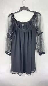 NWT Forever 21 Womens Mini Dress See Through Sleeve Scoop Neck Black Plus Sz 0X. - Imagen 1 de 18