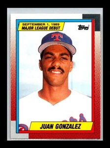 Juan González - Tarjeta de novato (RC) 1990 Topps 1989 debut #43 - Texas Rangers - Imagen 1 de 2