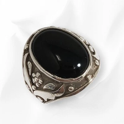 Anillo de plata para hombre *Anillo sólido de plata de ley 925 para hombre con piedras preciosas de ónix negro Foto 1 de 4
