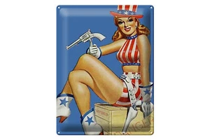 Blechschild Pin Up 30x40 cm danger Cowgirl USA Pistole Deko Schild - Bild 1 von 5