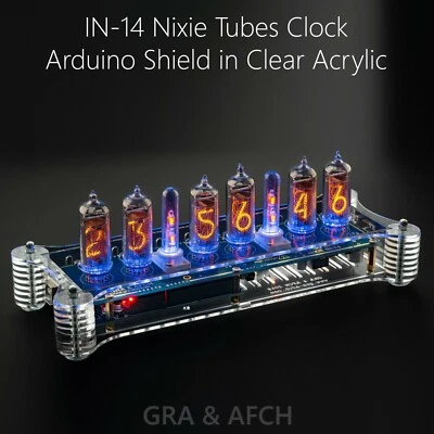IN-14 Arduino Shield Nixie Tubes Clock in Acrylic Case [Temp sensor GPS Remote] - Image 1 of 4