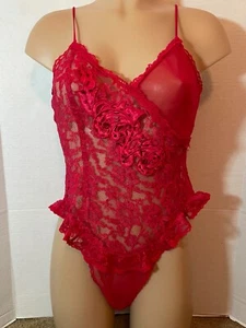 Vtg VICTORIA'S SECRET Lace CHIFFON Bodysuit Teddy GOLD LABEL Floral BEADED SHEER - Picture 1 of 6