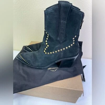 Botas ocidentais Zadig & Voltaire Cara tamanho 10 - 41 camurça cravejada alta novas com caixa - Imagem 1 de 4