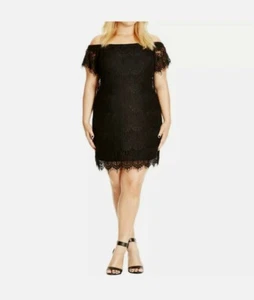 CITY CHIC Womens Plus Lace Off-Shoulder Dress 24W - Bild 1 von 1