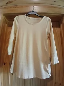 J. Jil Pima 3/4 Sleeve Scoop Neck Tee Yellow Striped Sz. S - Picture 1 of 5