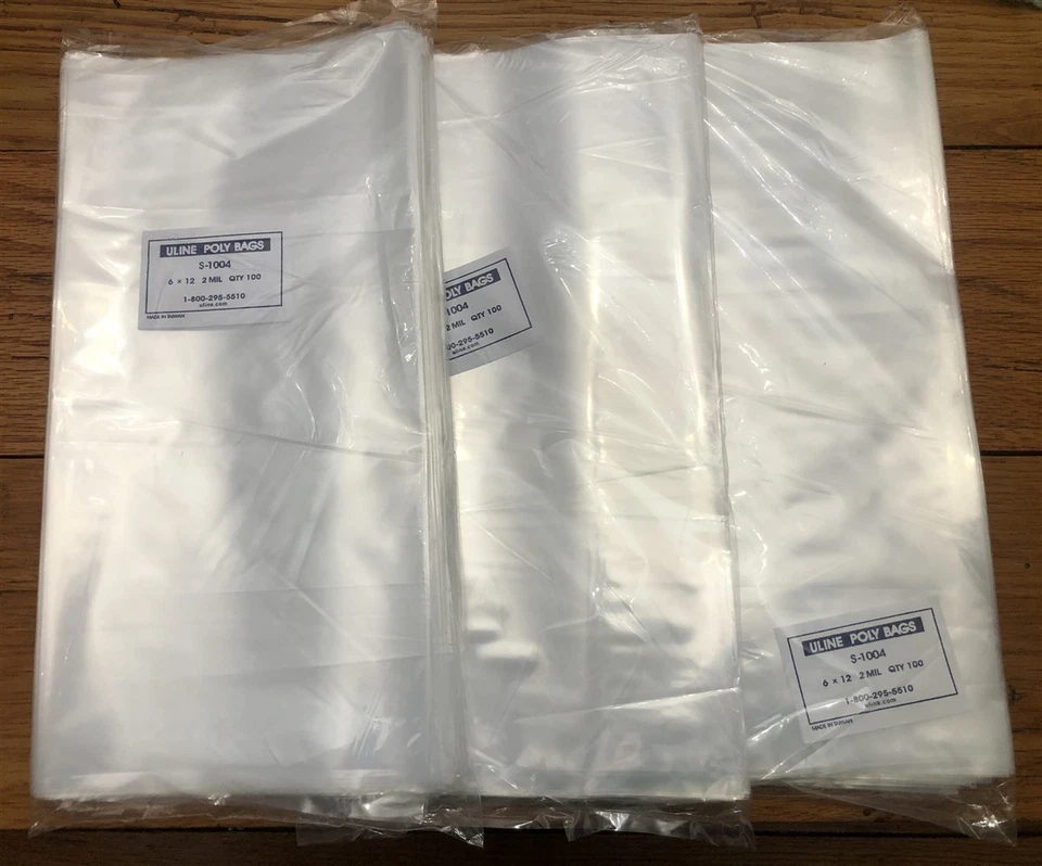 Lot of 300 Uline S-1004 6" x 12" 2 Mil Industrial Food Grade Open Top Poly Bags - image 1 of 1