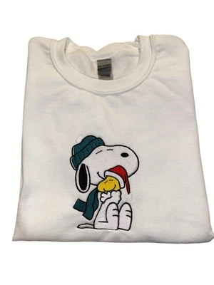 PEANUTS Snoopy & Woodstock Christmas Sweatshirt Embroidered Design Unisex M NWOT - Image 1 of 3