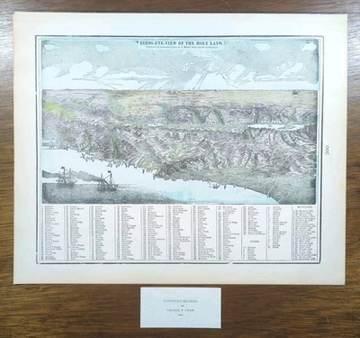 Mapa vintage 1900 Tierra Santa 14"x11" ~ Antiguo Antiguo Original JERUSALÉN NAZARET Foto 1 de 4