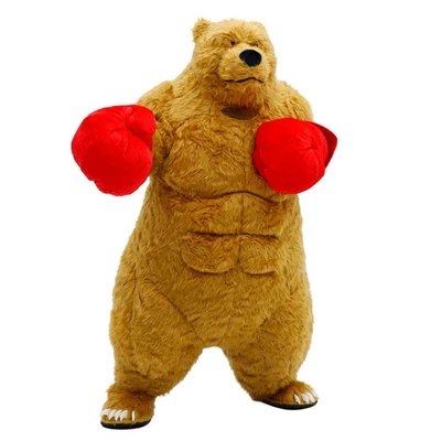 Disfraz inflable de oso de boxeo muscular mascota fiesta de Halloween disfraz conjunto Foto 1 de 4