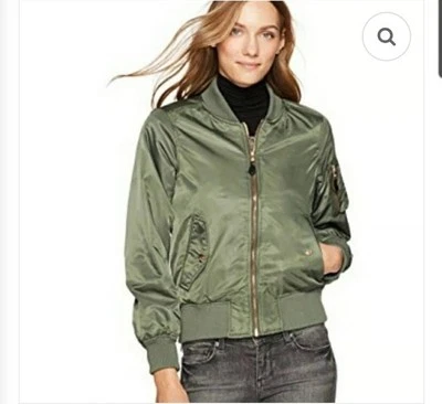 STEVE MADDEN Abrigo Chaqueta Bomber Verde Oliva y Naranja Mujer Talla Pequeña Foto 1 de 4