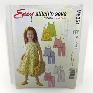 McCall's Pattern M5351 Girls' Pullover Tops, Dress and Pants  A 3, 4, 5, 6  Cut - Picture 1 of 8