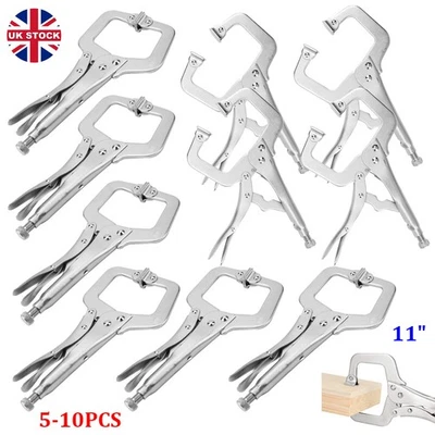 5/10pcs 11" Welding C Clamps Locking Mole Vice Grip Locking Pliers Sheet Metal - Image 1 of 4