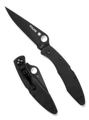 Spyderco Police 3 C07BKP Stainless Steel Handle Plain Edge Folding Knife 4 3/8" - Image 1 of 3