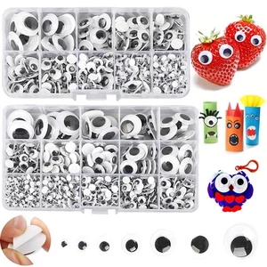 100-550 Stck. Selbstklebende Googly Eyes für Handwerk Puppen Scrapbooking Zum Selbermachen Spielzeug UK - Bild 1 von 9