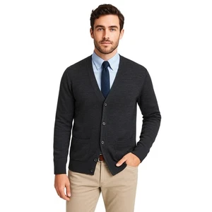 Bonobos Strickjacke Pullover dunkelgrau Wollmischung Freizeit Academia minimalistisch Herren L - Bild 1 von 7