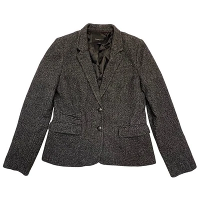 Banana Republic Women's Charcoal Tweed Wool Preppy Dark Academia Blazer Size 12 - Image 1 of 4