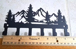 Rustic Pine Trees Silhouette Hanging Rack  Log Cabin Hanging Hooks Metal - Picture 1 of 5