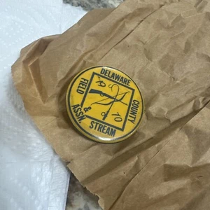 Vintage 1970 Delaware County Field & Stream Angeln Abzeichen oder Metall Pin - Bild 1 von 12