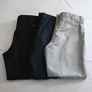 Lot 3 IZOD 36x34 Black Navy Blue Gray Classic Performance Golf Mens Dress Pants - Picture 1 of 9