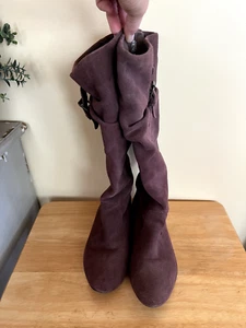 Nine West Womens Boots Purple Leather Suede Tall Slouch Pull On 7.5 M - Picture 1 of 11