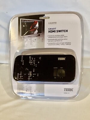 NEW TERK SMART HDMI SWITCH COMPONENT CONNECTOR HDMI-31 480p 720i/p 1080i/p - Image 1 of 4