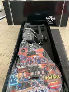 2021 HARD ROCK HOTEL & CASINO ATLANTIC CITY 9.5” TALL MINI CITY T GUITAR & STAND - Picture 1 of 6