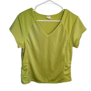 Avia Women’s Size XL Athletic T-Shirt V-Neck Light Lime Green Mesh Sides Stretch - Picture 1 of 11