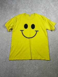 Yellow Smiley Face Size L Tshirt Happy - Picture 1 of 6