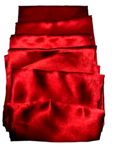 (6) Bright Cherry Red Christmas Seamless Satin Table Dinner Napkins 20"x 20" - Picture 1 of 2